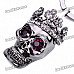 Gothic Rhinestone Crown Skull Keychain - Silver Grey