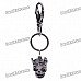 Gothic Rhinestone Crown Skull Keychain - Silver Grey