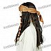 Halloween Costume Caribbean Pirate Jack Sparrow Wig w/ Beards - Black + Brown