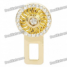 Crystal + Zinc Alloy Car Safety Seat Belt Buckle - Gold + white (Random Style)