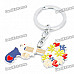 Gun Shooting Out A Bunch of Flower Style Keychain - Silver + Yellow + Purple