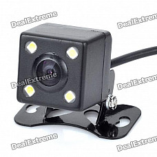 4-LED Waterproof Vehicle Car Rear View Camera Video - Black (12V/PAL)