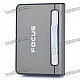 Focus Black Nickel Wiredrawing Cigarette Case Dispenser with Butane Jet Torch Lighter (Holds 12)