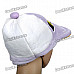 Cute "WIND" Short Plush Fabric Hat/Cap - Purple + White