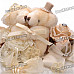 Sweat Heat Style Couple Teddy Bears Wedding Ring Cushion/Pillow - Light Yellow + White