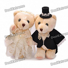 Cute Wedding Teddy Bears Couple Toys Dolls - Light Yellow