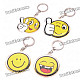 Acrylic Round Smile Expression Face Keychains - Yellow (4-Pack)