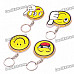 Acrylic Round Smile Expression Face Keychains - Yellow (4-Pack)