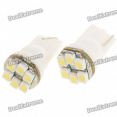 T10 0.3W 8000K 60LM 6x3528 LED White Light Bulbs for Car (Pair/12~14V)