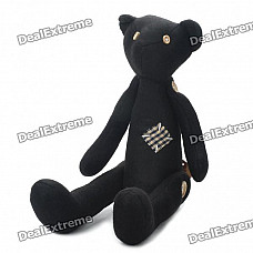 Stylish Fabric Art Cartoon Bear Style Doll Toy - Black (Posture Adjustable)