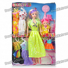 Charming Lovely Fashion Dress Suit Sisters Doll Toy Set (#8852)