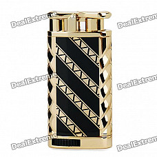 TIGER Stainless Steel Windproof Butane Jet Torch Lighter - Golden + Black