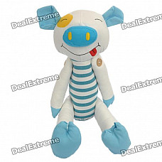 Stylish Fabric Art Pig Style Doll Toy - Blue + White (Posture Adjustable)