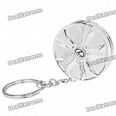 Aluminum Alloy Auto Wheel Style Butane Lighter w/ Keychain - Silver