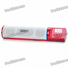 1" LCD Portable Fashion Music Speaker Player with FM/Line In/USB/SD - Red