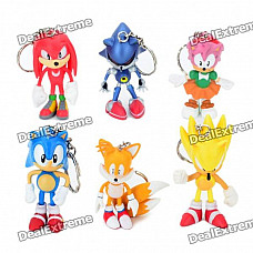 Sonic the Hedgehog Characters PVC Figure Toy Keychains (Set of 6)