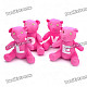 Romantic LOVE Bear Style Cotton Fabric Doll Toys Valentine's Day Gift - Deep Pink (4 Piece Pack)