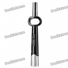 Pen Style Butane Jet Torch Flamethrower Lighter with Bottle Opener + Flashlight - Black + Silver