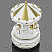 Mini Carousel Merry-Go-Round Style Rotating Music Box with "Castle in the Sky" Melody - Gold + White