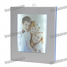 USB Powered 6.5" Magic Mirror Photo Frame w/ 10-LED - Silver + Blue