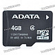 Genuine ADATA Micro SDHC Class 4 TF Card (4GB)