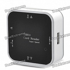 Multifunctional USB 3.0 TF/M2/CF/XD/MS/SD 6-Port Card Reader - Black + White