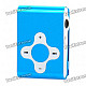 Rechargeable Clip-On Screen Free MP3 Player w/ TF Slot / 3.5mm Jack - Blue