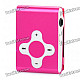 Rechargeable Clip-On Screen Free MP3 Player w/ TF Slot / 3.5mm Jack - Deep Pink