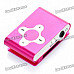 Rechargeable Clip-On Screen Free MP3 Player w/ TF Slot / 3.5mm Jack - Deep Pink