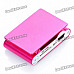 Rechargeable Clip-On Screen Free MP3 Player w/ TF Slot / 3.5mm Jack - Deep Pink