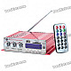 1.8" LED 80W Hi-Fi Stereo Amplifier MP3 Player w/ FM / SD/ USB for Car / Motorcycle - Red + Silver