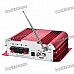 1.8" LED 40W Hi-Fi Stereo Amplifier MP3 Player w/ FM / SD/ USB for Car / Motorcycle - Red + Silver