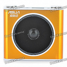 ASUA 1.0" LCD Multi-Function MP3 Player Megaphone Voice Amplifier with FM / TF / Mic Jack (Gold)