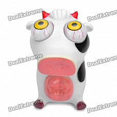 Pop Out Eyes Doll Stress Reliever Relief Squeeze Toy - Cow (White + Black)