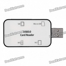 4-in-1 USB 3.0 Card Reader - Black + White