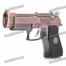 Cool Gun Pistol Style Zinc Alloy Windproof Butane Jet Torch Lighter with Red Laser - Copper