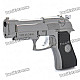 Cool Gun Pistol Style Zinc Alloy Windproof Butane Jet Torch Lighter w/ Red Laser - Dark Silver Grey