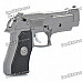 Cool Gun Pistol Style Zinc Alloy Windproof Butane Jet Torch Lighter w/ Red Laser - Dark Silver Grey