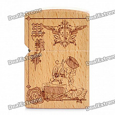 Black Butler Image Double Wooden Carved Anime Oil lighter - Light Brown