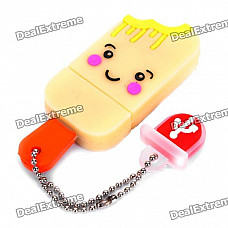 Cute Ice-Lolly Style USB Flash Drive with Chain - Yellow (4GB)