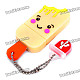 Cute Ice-Lolly Style USB Flash Drive with Chain - Yellow (16GB)
