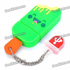 Cute Ice-Lolly Style USB Flash Drive with Chain - Green (16GB)