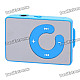 Mirror Rechargeable Clip-On Screen Free MP3 Player w/ TF Slot / 3.5mm Jack - Blue