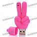 Cute V Gesture Style USB Flash Drive - Pink (8GB)