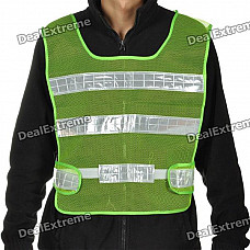 Light Reflector Stripe Safety Mesh Vest - Green