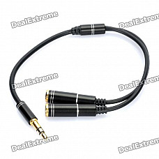 1 x 3.5mm Male to 2 x 3.5mm Female Audio Cable - Black (25cm)