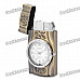 Stylish Cool 2-in-1 LED Colorful Light Metal Watch + Windproof Gas Lighter - Bronze ( 1 x SR626W)