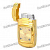 Stylish Cool Metal Watch w/ 4-LED Colorful Flashing Light + Windproof Gas Lighter - Golden