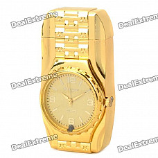 Stylish Windproof Zinc Alloy Butane Lighter w/ Watch / Multi-Color LED Flash (1 x SR626W)