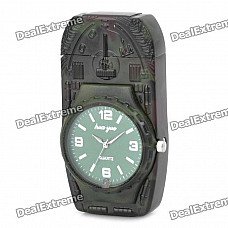 Stylish Cool 2-in-1 Metal Watch + Windproof Gas Lighter - Army Green (1 x SR626W)